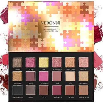 18 Colors Highly Pigmented Pressed Matte + Shimmer Eyeshadow Palette - Professional Metallic Colorful Natural Mineral Neutral Taupe Pink Red Gold Bright Sparkle Glitter Smokey Eye Shadows Makeup Cream
