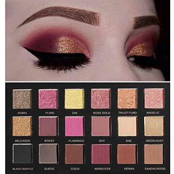 18 Colors Highly Pigmented Pressed Matte + Shimmer Eyeshadow Palette - Professional Metallic Colorful Natural Mineral Neutral Taupe Pink Red Gold Bright Sparkle Glitter Smokey Eye Shadows Makeup Cream