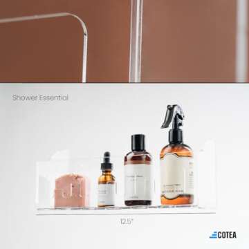 ANGORA BRANDS Acrylic Shower Shelves - Easy Installation & Elegant Design