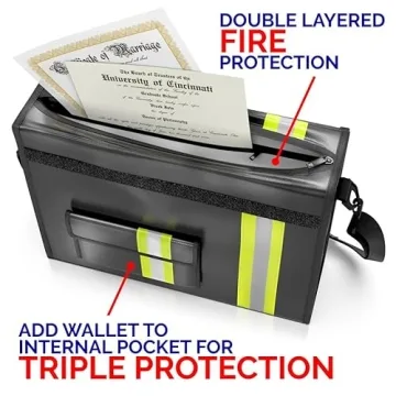 Fireproof Waterproof Document Bag with Lock & Wallet Protector
