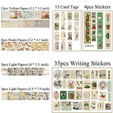 90pcs Cottagecore Stickers Pack for Scrapbooking Supplies Vilikya Scrapbook Paper Mixed Media for Journal Ephemera, Decoupage, Collage, Card Making, DIY Art, Scrapbox Idea Accessories