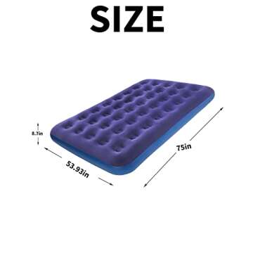 JEAOUIA Full Size Air Mattress for Inflatable - Portable Blue Blow Up Mattresses with Flocked top - ...