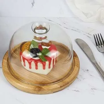 KVMORZE Mini Glass Cake Tray with Dome for All Occasions