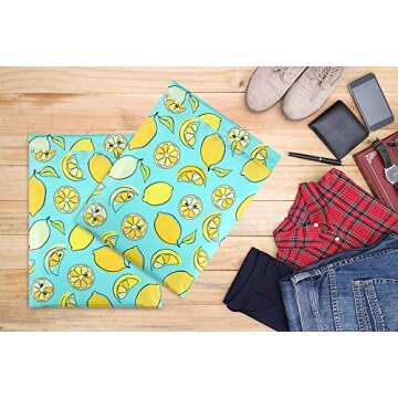 UCGOU Poly Mailers 12x15.5 Inch Lemon Designer 100 Pack Patterned #5 Shipping Bags Mailing Envelopes Self Seal Waterproof and Tear Proof Boutique Postal Small Business for Clothes