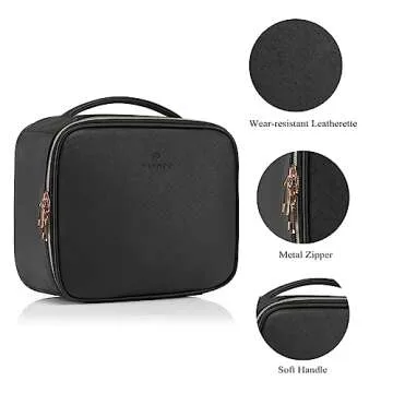 Vlando Toiletry Bag, Large Wash Bag, Travel Cosmetic Make-up Bag, Multi-compartment with Dividers for Cosmetics Makeup Brushes Toiletry Jewelry Accessories, Black