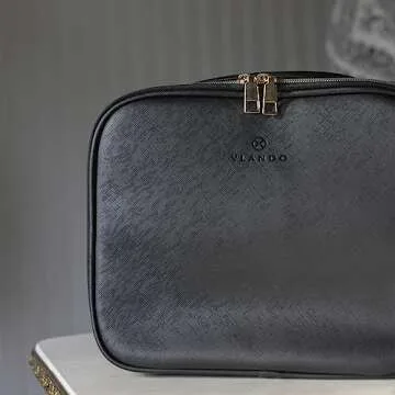 Vlando Toiletry Bag, Large Wash Bag, Travel Cosmetic Make-up Bag, Multi-compartment with Dividers for Cosmetics Makeup Brushes Toiletry Jewelry Accessories, Black