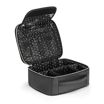 Vlando Toiletry Bag, Large Wash Bag, Travel Cosmetic Make-up Bag, Multi-compartment with Dividers for Cosmetics Makeup Brushes Toiletry Jewelry Accessories, Black