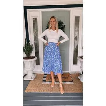 PRETTYGARDEN Floral Midi Skirt for Fashion-Forward Women