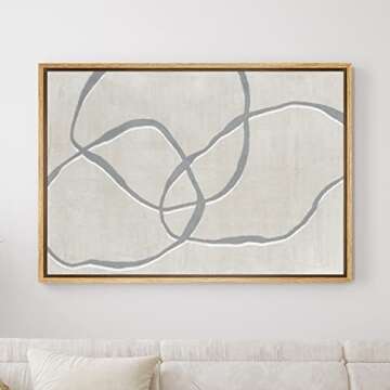 SIGNWIN Framed Canvas Print Wall Art Geometric Gray Watercolor Ring Collage Abstract Shape Illustrat...