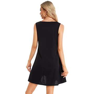 elescat Black Sleeveless Sundress with Pockets - Perfect for Summer