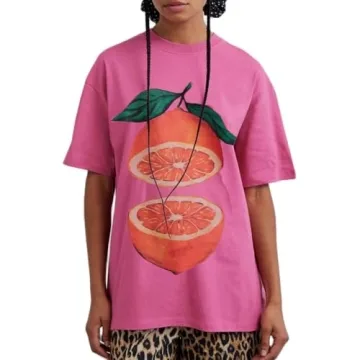 Stylish Oversized Y2K Graphic Tees for Women - Floral & Fruit Prints