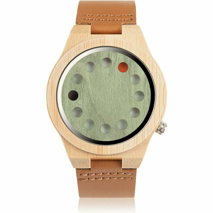 BOBO BIRD Men's Bamboo Wooden Watch with Leather Strap