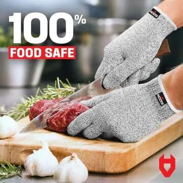NoCry Cut Resistant Gloves Food Grade with Grip Dots for Superb Grip - Breathable & Lightweight Cutting Gloves for Chefs - Ambidextrous - Cut Resistant Kitchen Gloves for Cutting or Woodworking Gloves