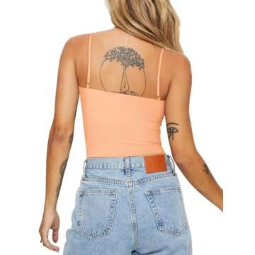 REORIA Women's Sexy V Neck Backless Bodysuit - Summer Essential