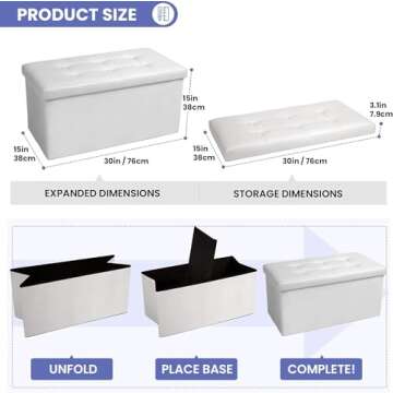COSYLAND Multipurpose Ottoman - 30x15x15in Folding Storage