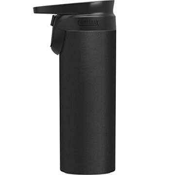 CamelBak Forge Flow Coffee & Travel Mug, Insulated Stainless Steel - Non-Slip Silicon Base - Easy One-Handed Operation - 16oz, Black