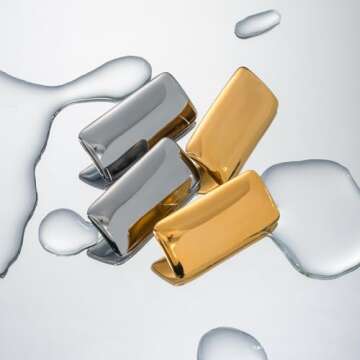 CETVLY Large Thick Rectangle Ear Stud Earrrings for Women,Oversized Chunky Geometric Minimalist Stainless Steel 18K Gold Plated Earrings,Non Tarnish Statement Trending Jewelry(rec gold)