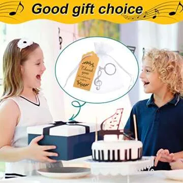 45 Pcs Music Gift Set Includes 15 Metal Musical Note Keychains, G Clef Trinkets, 15 Kraft Paper Thank You Tags 15 Sheer Organza Bags for Wedding, Christmas Party Favors and Decorations