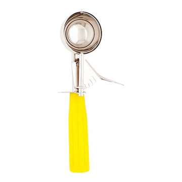 Restaurantware Met Lux 2 Ounce Portion Scoop 1 Trigger Release Cookie Scoop - With Yellow Handle Sta...