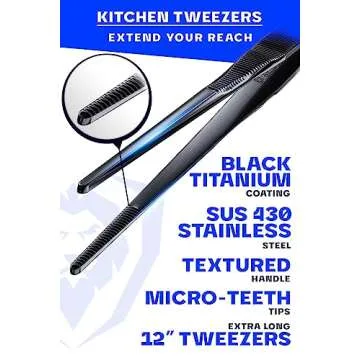 DALSTRONG Chef Tweezers Professional Kitchen Tongs- 12" high-precision Tweezer Tongs for Cooking - S...
