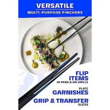 DALSTRONG Chef Tweezers Professional Kitchen Tongs- 12" high-precision Tweezer Tongs for Cooking - Stainless Steel Black w/vTitanium Coating -BBQ, Plating, Multi-use