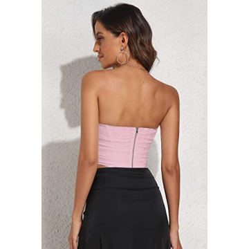 Vintage Strapless Mesh Bustier Zip Back Corset Top