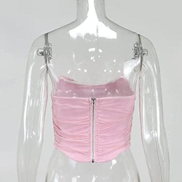 Vintage Strapless Mesh Bustier Zip Back Corset Top