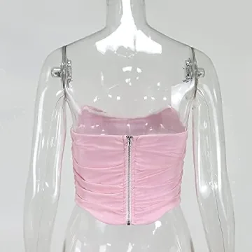 Vintage Strapless Mesh Bustier Zip Back Corset Top