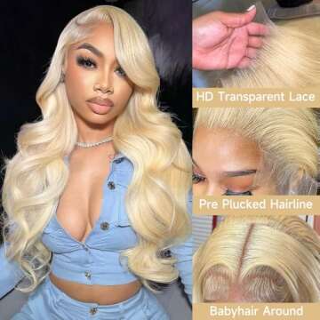 KEGOO 613 13x6 Lace Front Wig Human Hair 28 Inch Blonde Wig with 200% Density