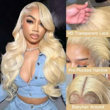 KEGOO 613 13x6 Lace Front Wig Human Hair 28 Inch Blonde Wig with 200% Density