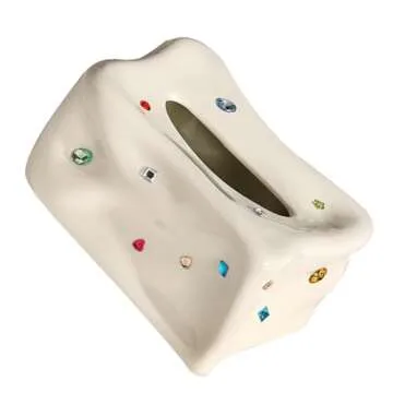 Tissue Box Holder, Ceramic Tissue Box Case Holder, Decorative Elegant Facial Tissue Napkin Dispenser Box for Dinner Room, Facial Tissue Case Napkin Dispenser for Home Office