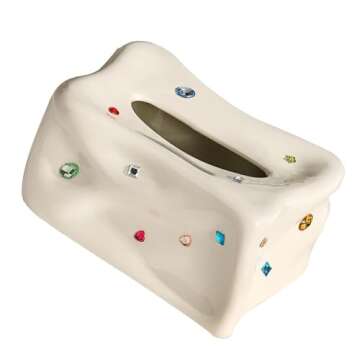 Tissue Box Holder, Ceramic Tissue Box Case Holder, Decorative Elegant Facial Tissue Napkin Dispenser Box for Dinner Room, Facial Tissue Case Napkin Dispenser for Home Office