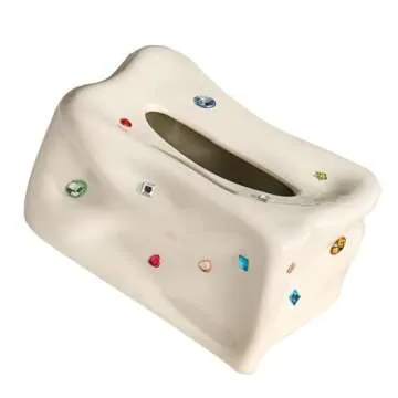 Tissue Box Holder, Ceramic Tissue Box Case Holder, Decorative Elegant Facial Tissue Napkin Dispenser Box for Dinner Room, Facial Tissue Case Napkin Dispenser for Home Office