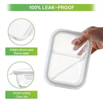 Durable HOMBERKING 10 Pack Glass Meal Prep Containers