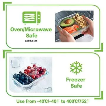 Durable HOMBERKING 10 Pack Glass Meal Prep Containers