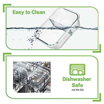 HOMBERKING 10 Pack 24oz Glass Meal Prep Containers 2 Compartment, Food Storage Containers with Lids, Airtight Lunch Bento Boxes (10 lids & 10 Containers) - White