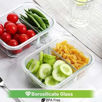 Durable HOMBERKING 10 Pack Glass Meal Prep Containers