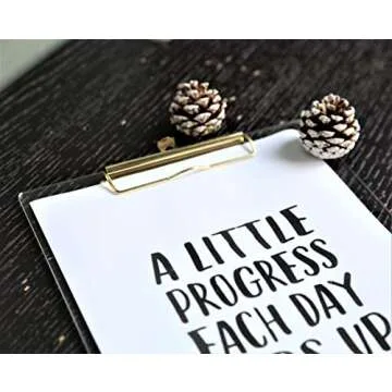 UNIQOOO 2 Pack Thick Clear Acrylic Clipboard with Shiny Gold Finish Clip, Perfect for Modern Arts Lover and Style Expert, Calligrapher, Office, Seminars, Workshops, Home School, Classroom and Event