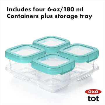 OXO Tot Baby Blocks Food Storage Containers, Teal, 6 oz