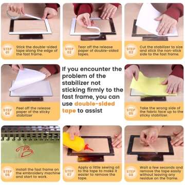 New brothread Sticky Self-Adhesive Tear Away Embroidery Stabilizer Backing 12" x 10 Yd roll - Medium Weight for Napped Fabric & Hoop Less Embroidery