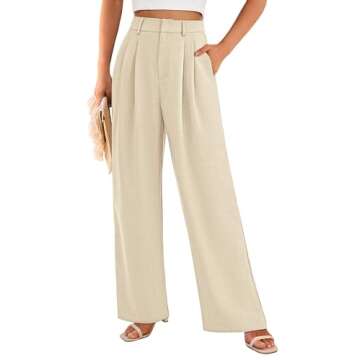 PRETTYGARDEN Women's Summer Work Pants Elastic High Waisted Straight Leg Business Casual Dressy Trou...