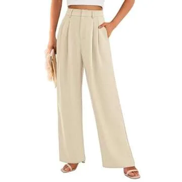 PRETTYGARDEN Women's Summer Work Pants Elastic High Waisted Straight Leg Business Casual Dressy Trou...