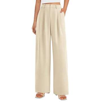 PRETTYGARDEN Women's Summer Work Pants Elastic High Waisted Straight Leg Business Casual Dressy Trousers Slacks with Pockets (Beige,Medium)