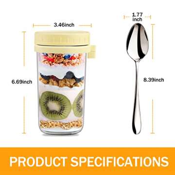 2PACK Overnight Oats Containers with Airtight Lids