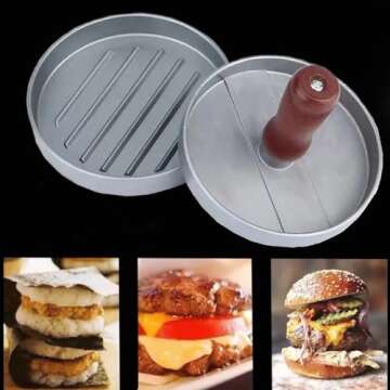 Smashed Burger Press 100 Patty Paper Set, Stainless Steel Burger Smasher Tool, Round Non-Stick Meet Beef Veggie Hamburger Mold, Press Patty Maker, Smasher Cooking Gadgets for Kitchen BBQ Barbecue