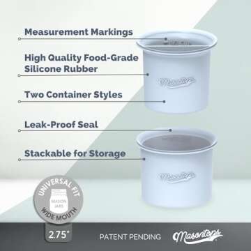 Masontops Snack Stack - Mason Jar Divider Overnight Oats Jars Salad Jars For Wide-Mouth Mason Jars f...