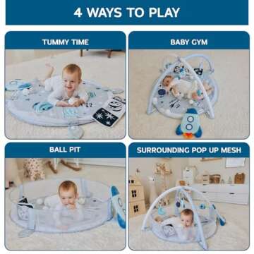 Aila+Aiden 6-in-1 XL Play Mat & Play Gym, Baby Gym, Baby Activity Gym, Sensory Exploration and Motor...