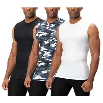 DEVOPS Men's 3 Pack Compression Shirts Sleeveless - Athletic Wear Package