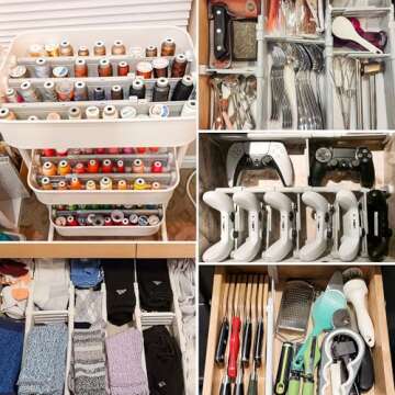 HiYZ Expandable Drawer Dividers - 12.6-22.8'' Adjustable Drawers Organizers for Kitchen Utensils, Dr...