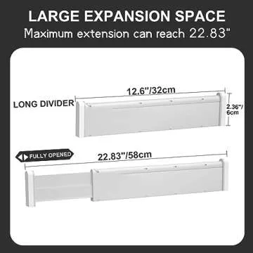 HiYZ Expandable Drawer Dividers - 12.6-22.8'' Adjustable Drawers Organizers for Kitchen Utensils, Drawer Separators in Bedroom, Dresser, Office, Bathroom, Fridge, 3 Pack Long Dividers-Gray